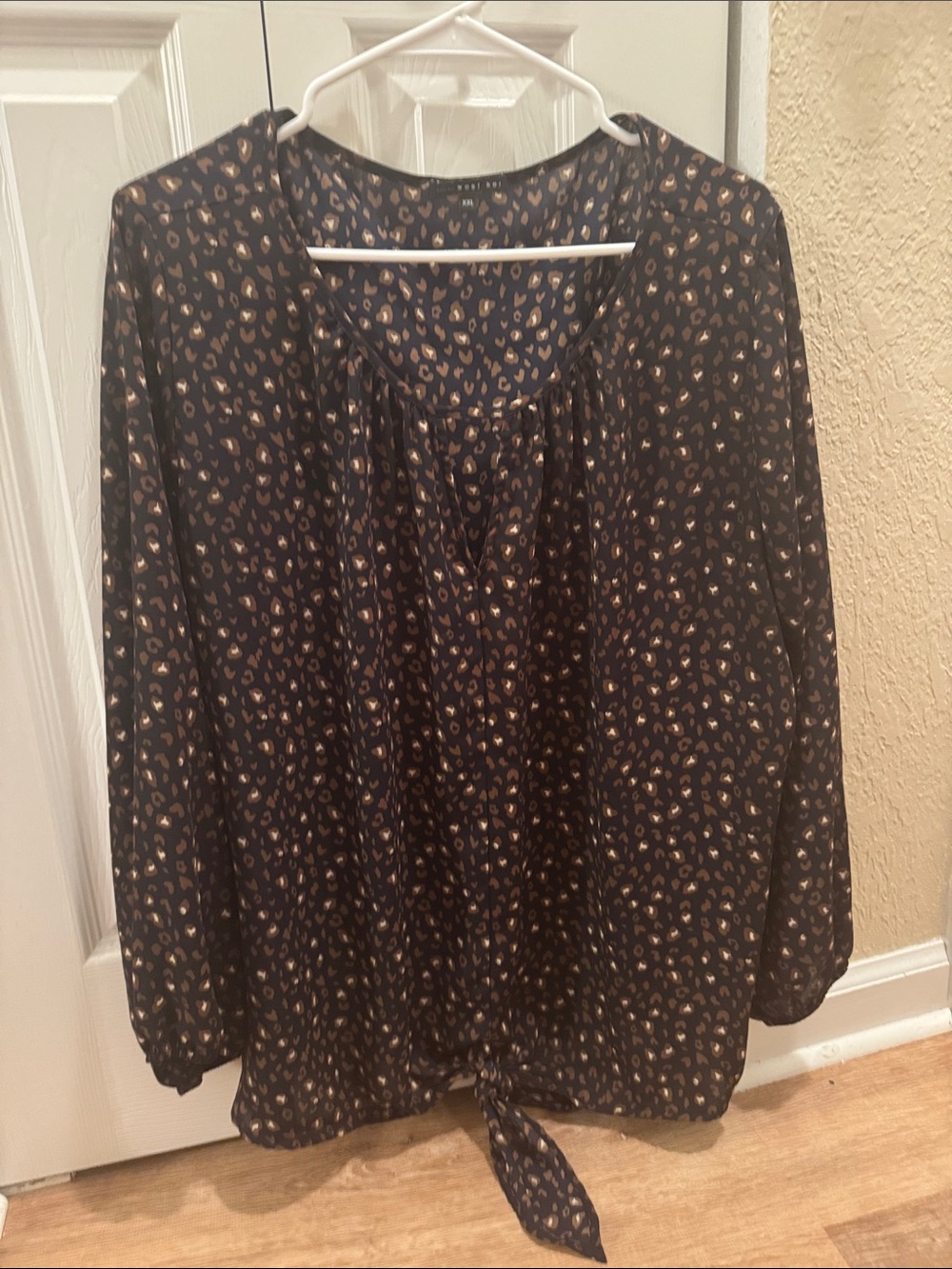 West Kei Black Blouse with Gold Spot Print